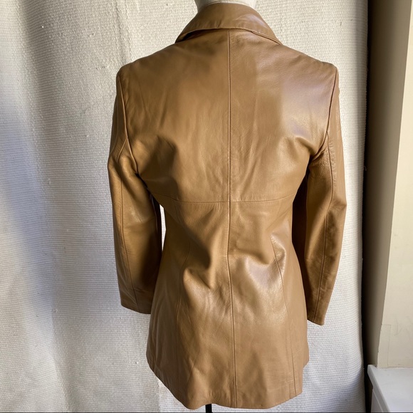 Vintage 70s S Italian Leather Hippy Coat Tan Brown - Picture 5 of 8